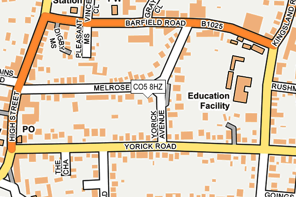 CO5 8HZ map - OS OpenMap – Local (Ordnance Survey)