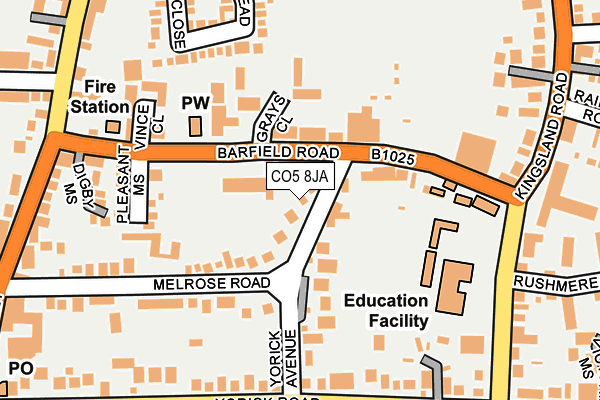 CO5 8JA map - OS OpenMap – Local (Ordnance Survey)