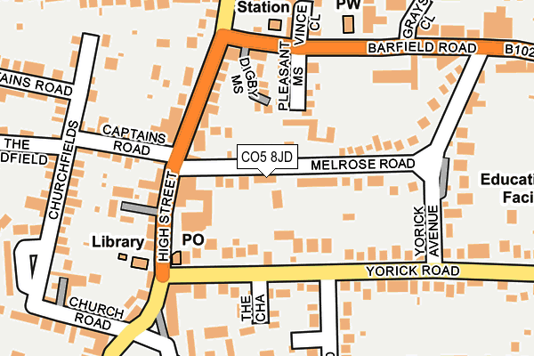 CO5 8JD map - OS OpenMap – Local (Ordnance Survey)