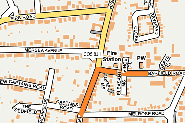 CO5 8JH map - OS OpenMap – Local (Ordnance Survey)
