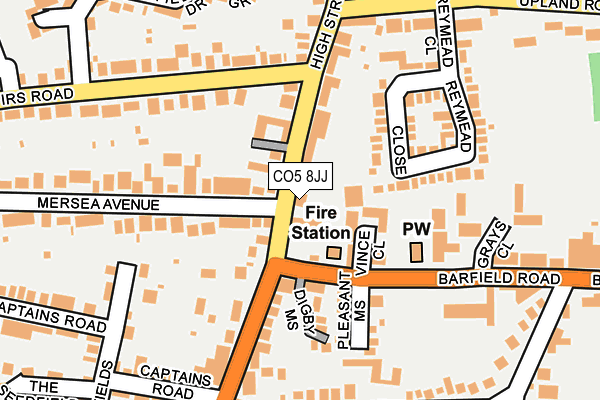 CO5 8JJ map - OS OpenMap – Local (Ordnance Survey)