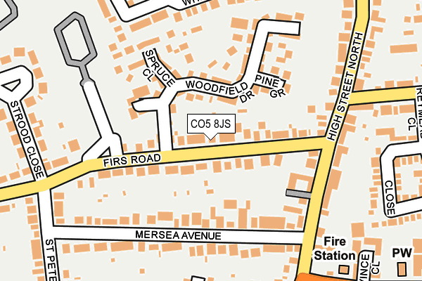 CO5 8JS map - OS OpenMap – Local (Ordnance Survey)