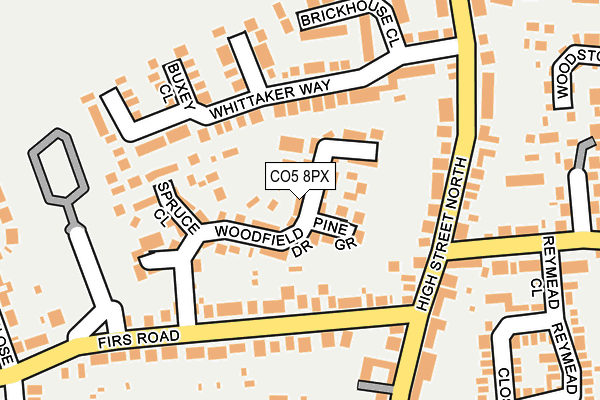 CO5 8PX map - OS OpenMap – Local (Ordnance Survey)