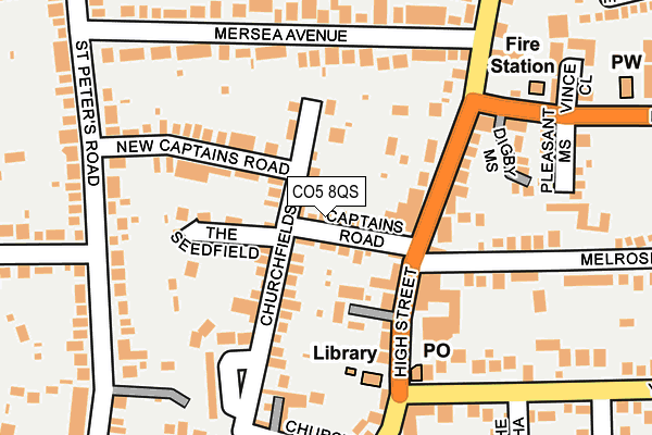 CO5 8QS map - OS OpenMap – Local (Ordnance Survey)