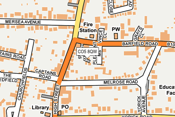CO5 8QW map - OS OpenMap – Local (Ordnance Survey)