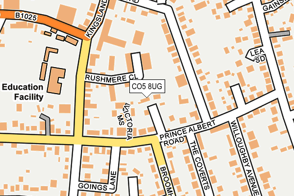 CO5 8UG map - OS OpenMap – Local (Ordnance Survey)