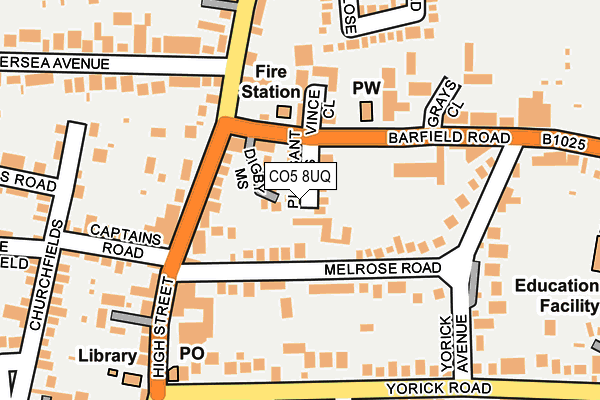 CO5 8UQ map - OS OpenMap – Local (Ordnance Survey)