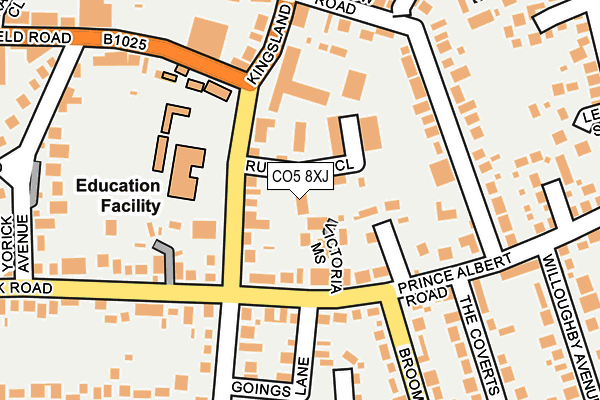 CO5 8XJ map - OS OpenMap – Local (Ordnance Survey)