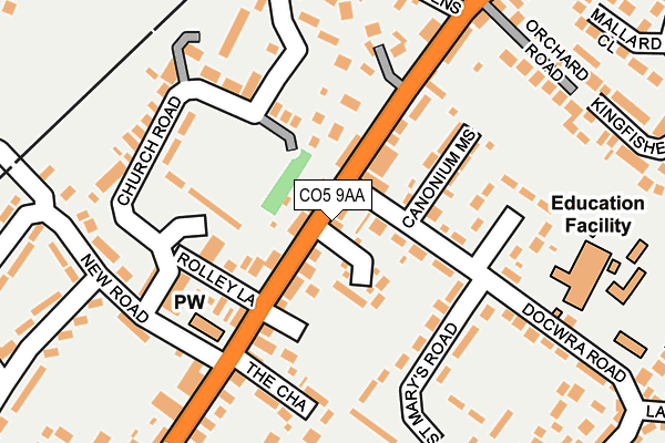 CO5 9AA map - OS OpenMap – Local (Ordnance Survey)
