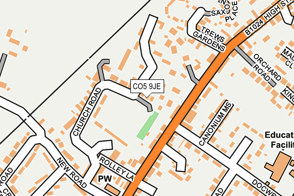 CO5 9JE map - OS OpenMap – Local (Ordnance Survey)