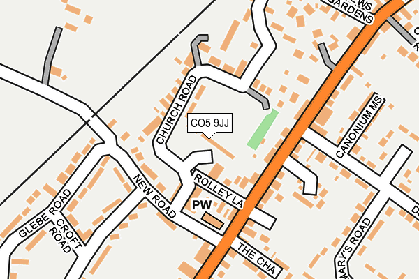 CO5 9JJ map - OS OpenMap – Local (Ordnance Survey)