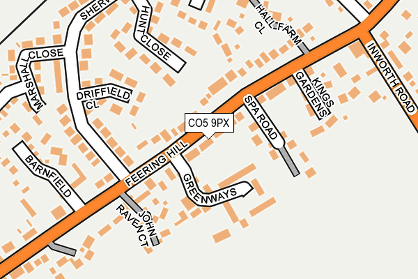 CO5 9PX map - OS OpenMap – Local (Ordnance Survey)