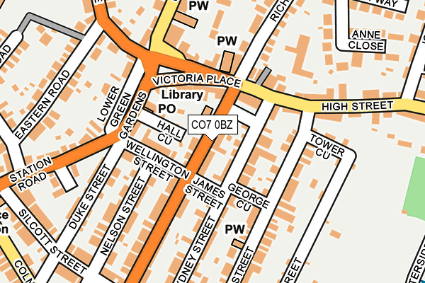 CO7 0BZ map - OS OpenMap – Local (Ordnance Survey)