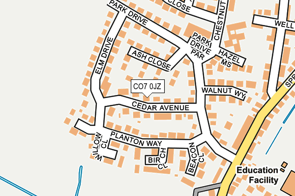 CO7 0JZ map - OS OpenMap – Local (Ordnance Survey)