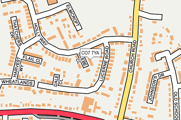 CO7 7YA map - OS OpenMap – Local (Ordnance Survey)
