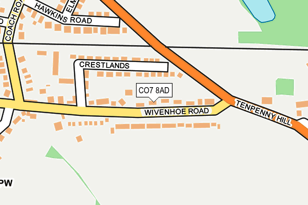 CO7 8AD map - OS OpenMap – Local (Ordnance Survey)