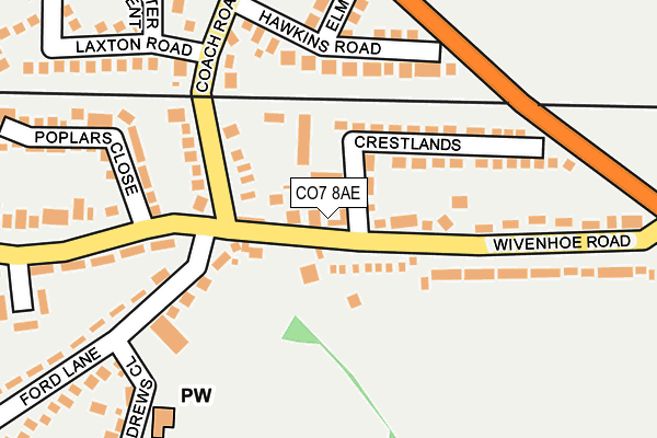 CO7 8AE map - OS OpenMap – Local (Ordnance Survey)
