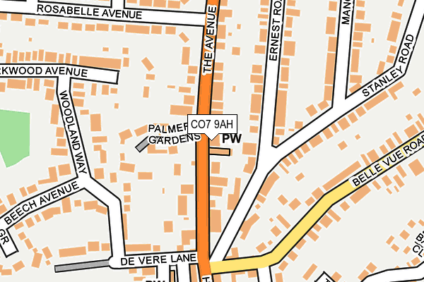 CO7 9AH map - OS OpenMap – Local (Ordnance Survey)