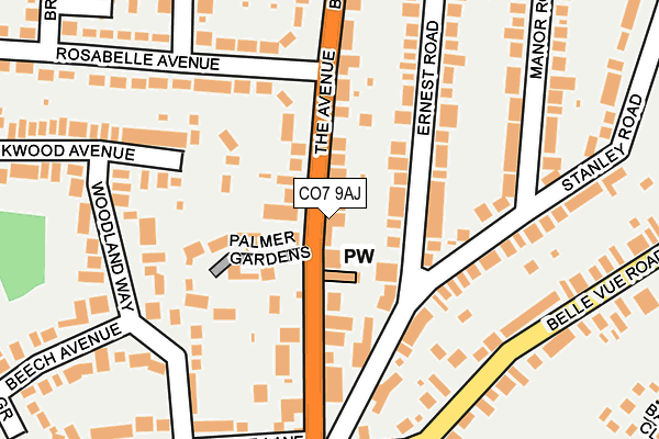 CO7 9AJ map - OS OpenMap – Local (Ordnance Survey)