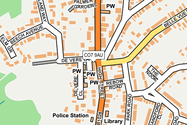 CO7 9AU map - OS OpenMap – Local (Ordnance Survey)
