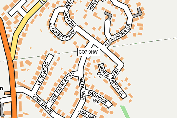 CO7 9HW map - OS OpenMap – Local (Ordnance Survey)