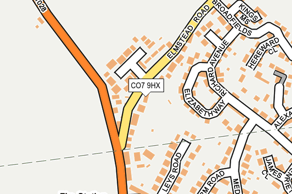CO7 9HX map - OS OpenMap – Local (Ordnance Survey)