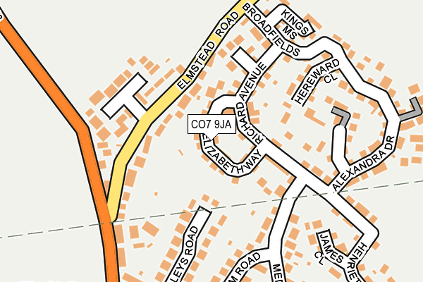 CO7 9JA map - OS OpenMap – Local (Ordnance Survey)