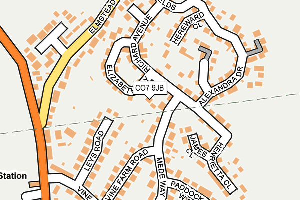 CO7 9JB map - OS OpenMap – Local (Ordnance Survey)