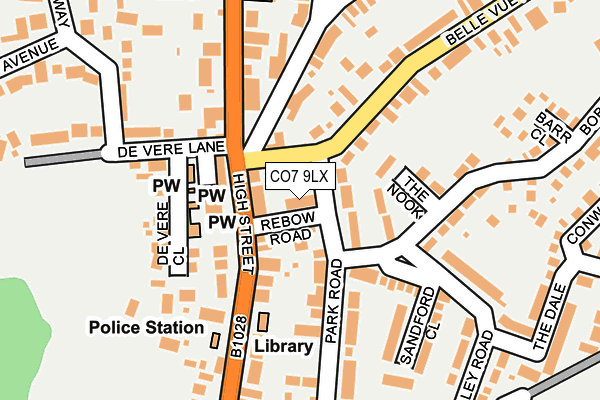 CO7 9LX map - OS OpenMap – Local (Ordnance Survey)