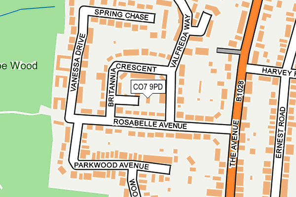 CO7 9PD map - OS OpenMap – Local (Ordnance Survey)