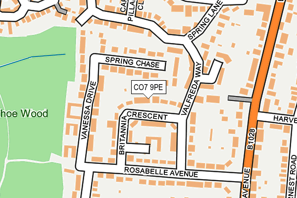 CO7 9PE map - OS OpenMap – Local (Ordnance Survey)