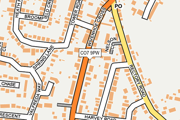 CO7 9PW map - OS OpenMap – Local (Ordnance Survey)