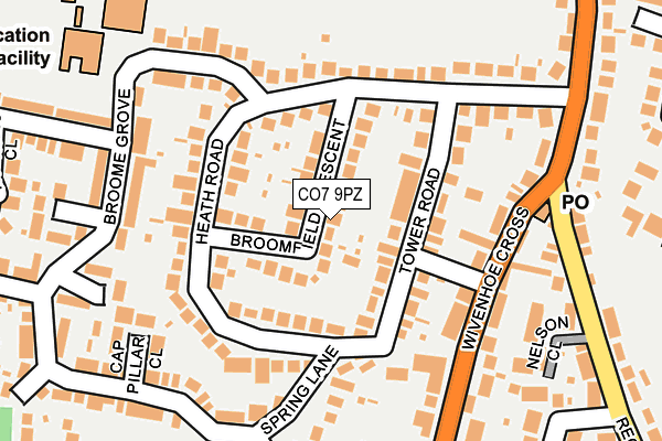 CO7 9PZ map - OS OpenMap – Local (Ordnance Survey)