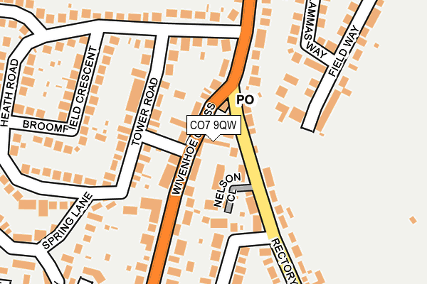 CO7 9QW map - OS OpenMap – Local (Ordnance Survey)