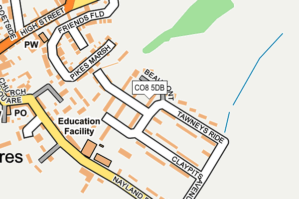 CO8 5DB map - OS OpenMap – Local (Ordnance Survey)