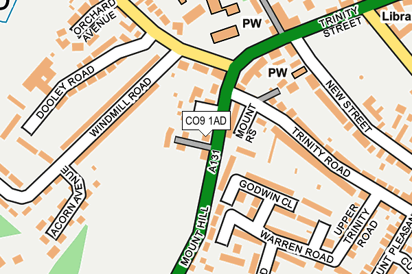 CO9 1AD map - OS OpenMap – Local (Ordnance Survey)
