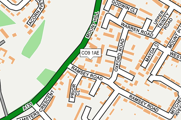 CO9 1AE map - OS OpenMap – Local (Ordnance Survey)