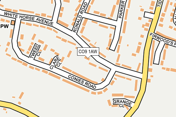 CO9 1AW map - OS OpenMap – Local (Ordnance Survey)