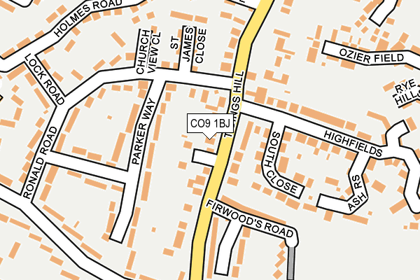 CO9 1BJ map - OS OpenMap – Local (Ordnance Survey)