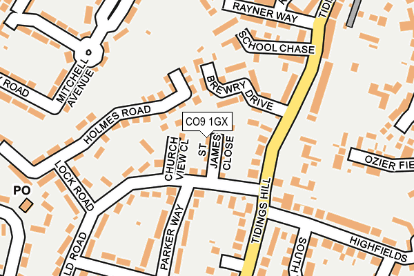 CO9 1GX map - OS OpenMap – Local (Ordnance Survey)