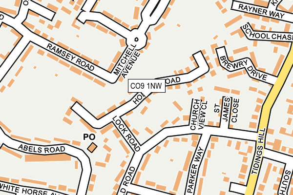 CO9 1NW map - OS OpenMap – Local (Ordnance Survey)