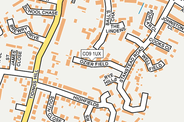 CO9 1UX map - OS OpenMap – Local (Ordnance Survey)