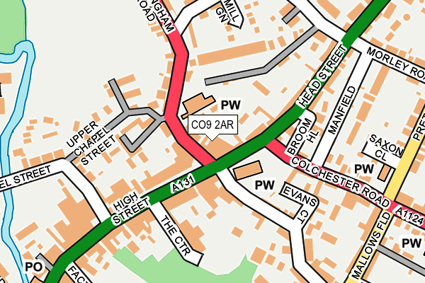 CO9 2AR map - OS OpenMap – Local (Ordnance Survey)