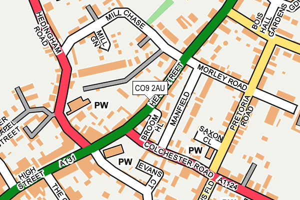 CO9 2AU map - OS OpenMap – Local (Ordnance Survey)