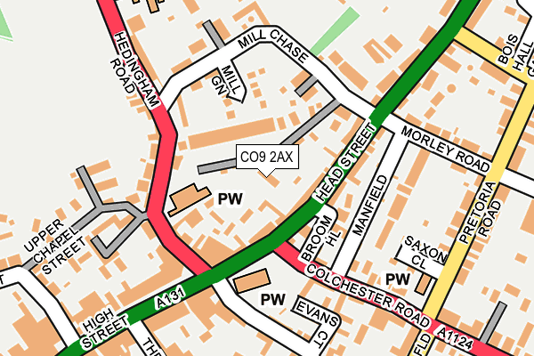 CO9 2AX map - OS OpenMap – Local (Ordnance Survey)