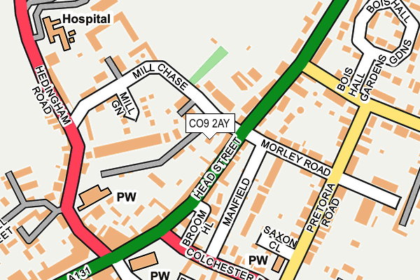 CO9 2AY map - OS OpenMap – Local (Ordnance Survey)