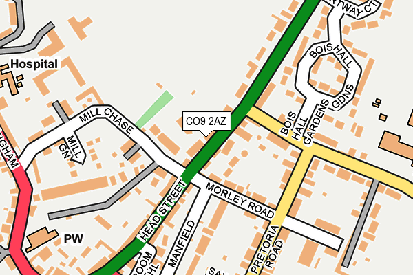 CO9 2AZ map - OS OpenMap – Local (Ordnance Survey)