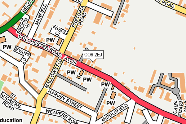 CO9 2EJ map - OS OpenMap – Local (Ordnance Survey)
