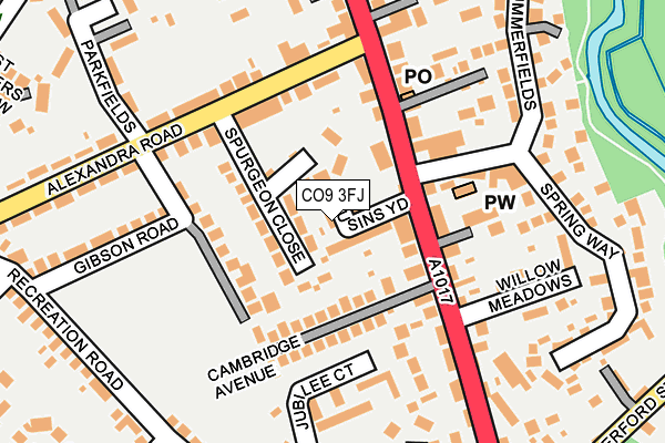 CO9 3FJ map - OS OpenMap – Local (Ordnance Survey)