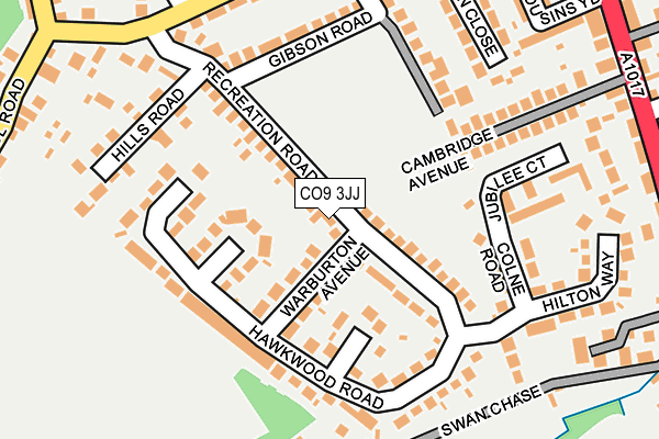 CO9 3JJ map - OS OpenMap – Local (Ordnance Survey)